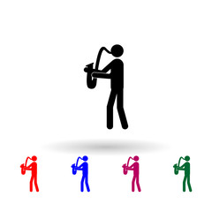 Saxophone player multi color icon. Simple glyph, flat vector of music icons for ui and ux, website or mobile application