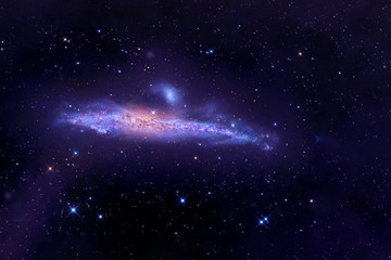 Obraz premium Odległa, rozciągnięta galaktyka z gwiazdami i mgławicami. Elementy tego zdjęcia dostarczone przez NASA