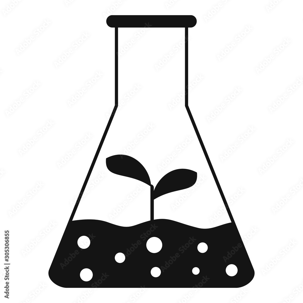 Poster plant soil flask icon. simple illustration of plant soil flask vector icon for web design isolated o