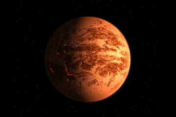 Hot orange exoplanet in deep space. Elements of this image furnished by NASA