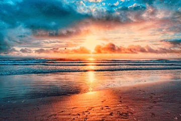 Foto op Canvas Atlantische Oceaan, Kustlijn, Florida, Kustlijn, Daytona Beach, strand, zon, zonsopgang, golven, getijden, © Chasing Oz 