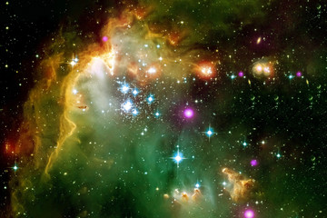 Bright bright galaxy in deep space. With stars and nebulae. Elements of this image furnished by NASA