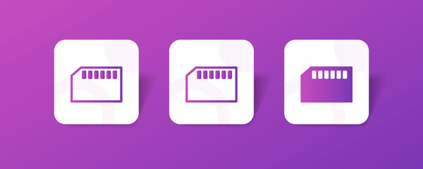 memory card outline and solid icon in smooth gradient background button	