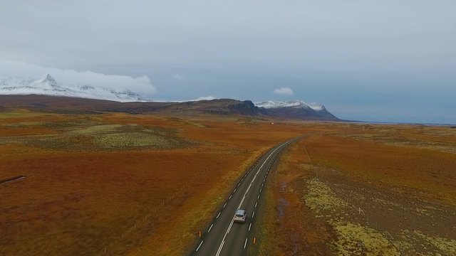VIK, ICELAND - october 03, 2018: Jeep RENEGADE Unlimited four wheel drive vehicle being used on terrain in Iceland