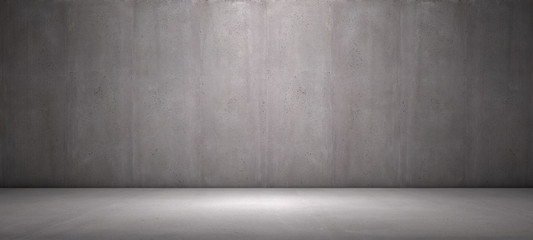 Concrete Background Empty Room with Wall and Stone Floor - 305308040