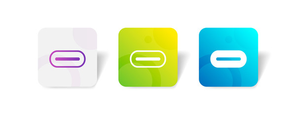 type-c port outline and solid icon in smooth gradient background button	