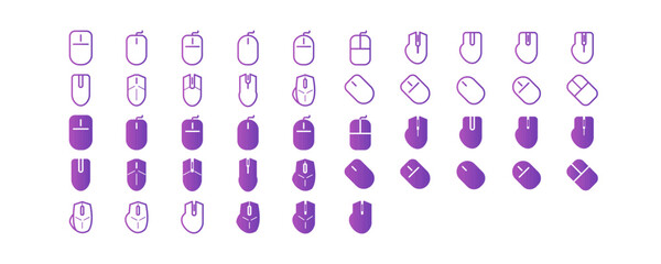 mouse icon collection in outline and solid / glyph style 