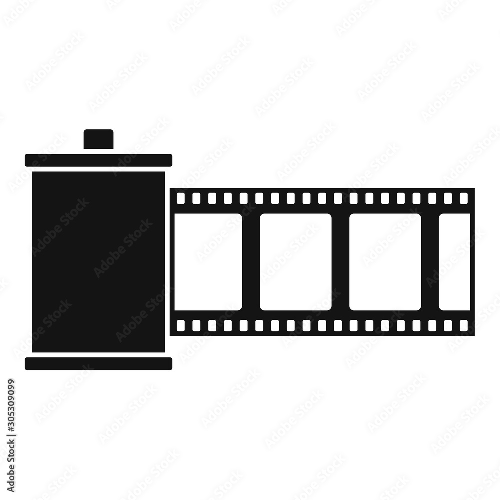 Sticker Film roll icon. Simple illustration of film roll vector icon for web design isolated on white background