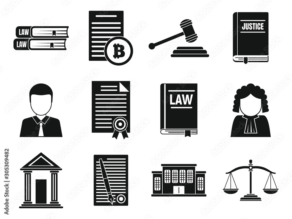 Poster judge icons set. simple set of judge vector icons for web design on white background