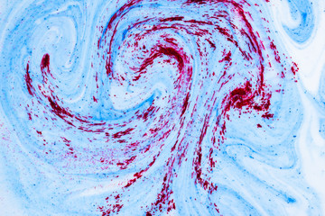 Fluid Art with pink blue color. Abstract multicolored background. Blue pink texture. Colored paint...