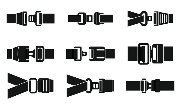 Safe seatbelt icons set. Simple set of safe seatbelt vector icons for web design on white background