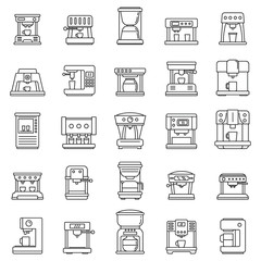 Automatic coffee machine icons set. Outline set of automatic coffee machine vector icons for web design isolated on white background