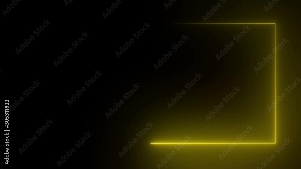 Poster abstract bright neon frame. the movement of the luminous neon line along a rectangular path. web bac
