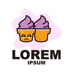 ice cream mascot with expressions Logo design