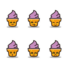 ice cream mascot with expressions design vector bundle