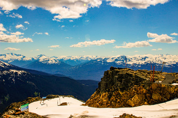 The peak of Whistler Mountain on a sunny day