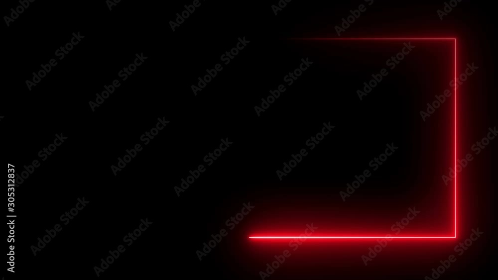 Poster abstract bright neon frame. the movement of the luminous neon line along a rectangular path. web bac