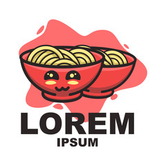 noodles mascot with expressions Logo design