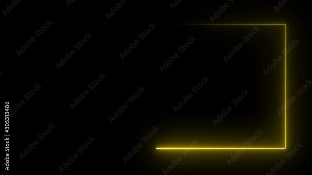 Poster abstract bright neon frame. the movement of the luminous neon line along a rectangular path. web bac