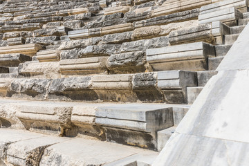 Aspendos or Aspendus, an ancient Greco-Roman city in Antalya province of Turkey. Theatre in Aspendos - auditorium
