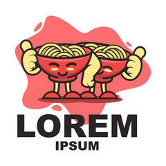 noodles mascot with expressions Logo design