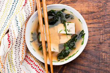 Miso soup, japanese food in the cup