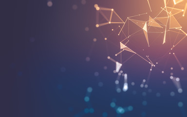 Abstract background. Molecules technology with polygonal shapes, connecting dots and lines....