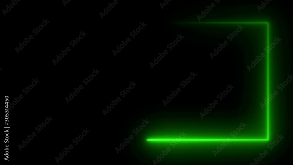 Poster abstract bright neon frame. the movement of the luminous neon line along a rectangular path. web bac