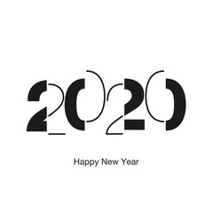 2020 Happy New Year modern light black typography white vector logo icon