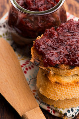 Bread with sweet cherry jam