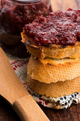 Bread with sweet cherry jam