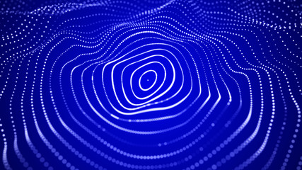 Wave of particles. Abstract background with a dynamic wave. Big data. 3d rendering.