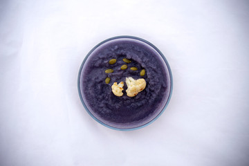 Red cabbage and cauliflower soup
