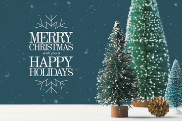 Christmas greeting card text Merry Christmas! Happy New Year. Noel. Bright ball for Christmas tree...