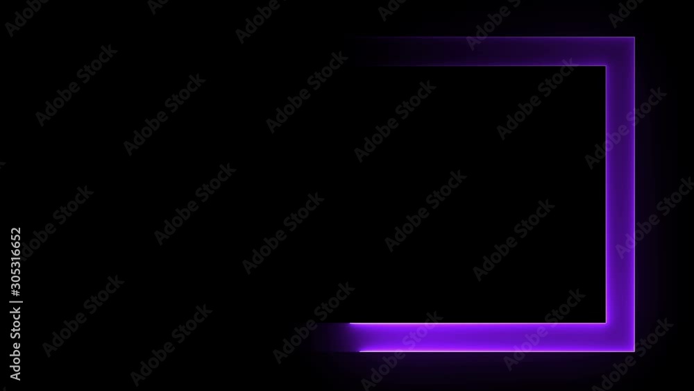 Poster abstract bright neon frame. the movement of the luminous neon line along a rectangular path. web bac