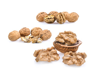 Walnuts isolated on white background