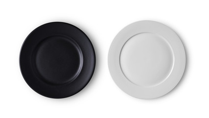 white and black plate on white background