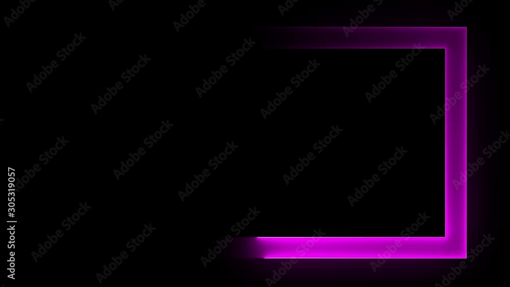 Poster abstract bright neon frame. the movement of the luminous neon line along a rectangular path. web bac