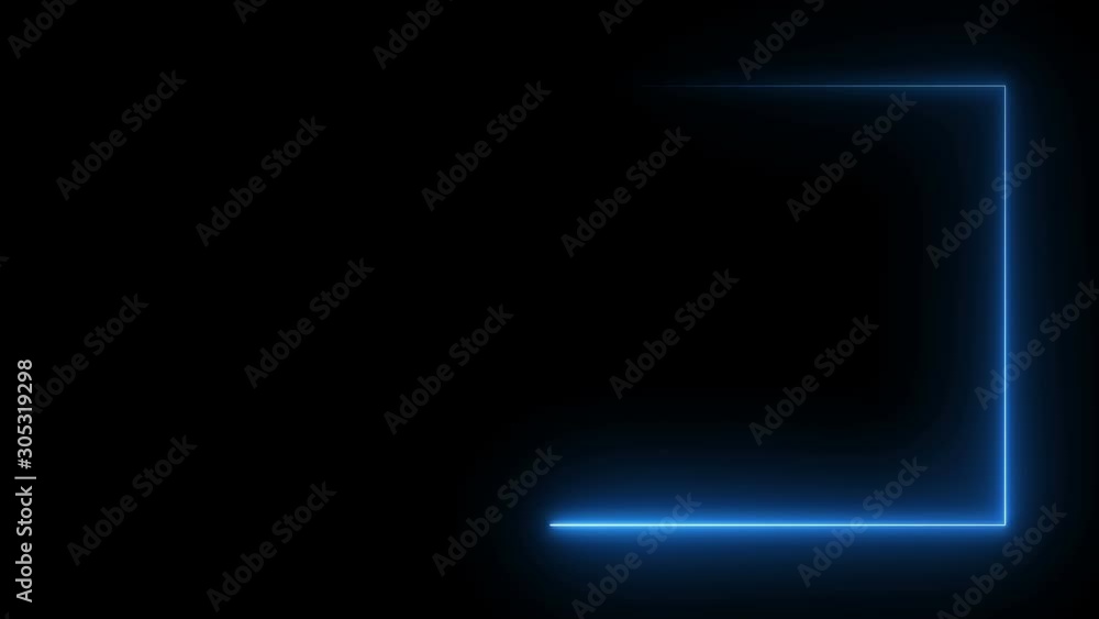 Aufkleber abstract bright neon frame. the movement of the luminous neon line along a rectangular path. web bac