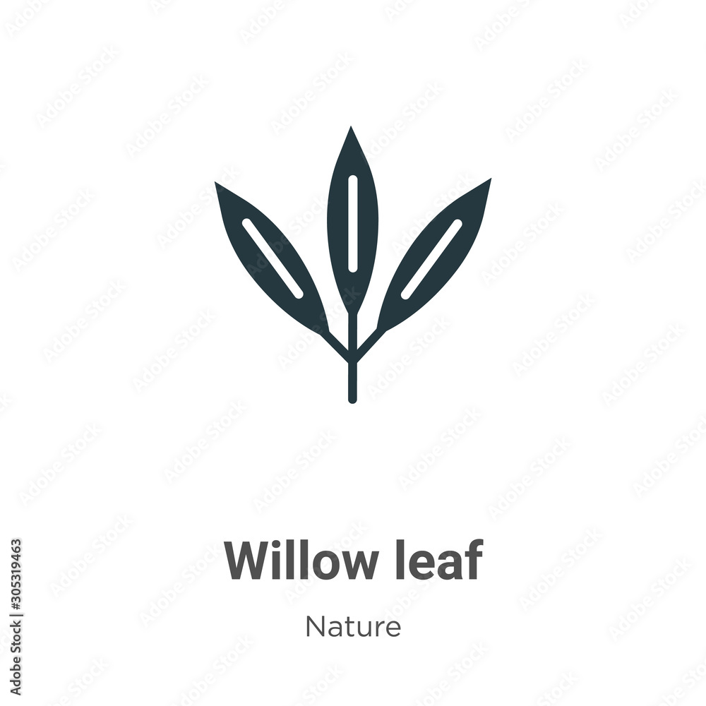 Poster willow leaf vector icon on white background. flat vector willow leaf icon symbol sign from modern na