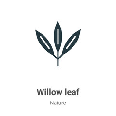 Willow leaf vector icon on white background. Flat vector willow leaf icon symbol sign from modern nature collection for mobile concept and web apps design.