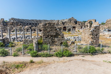 The ruins of the ancient city of Side one of the best-known classical sites in Turkey. Selective...