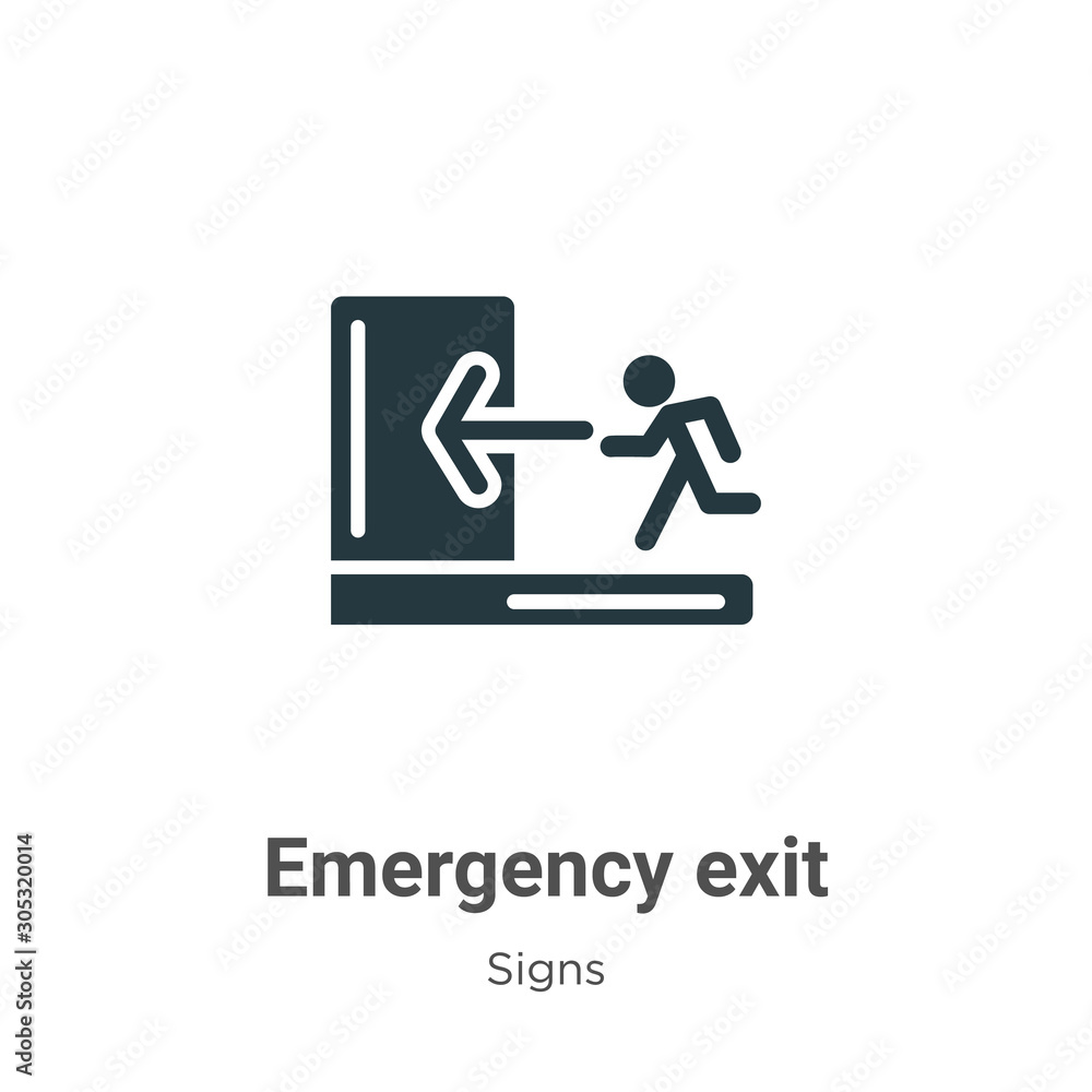 Poster emergency exit vector icon on white background. flat vector emergency exit icon symbol sign from mod