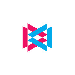 letter dd linked triangle geometric logo vector