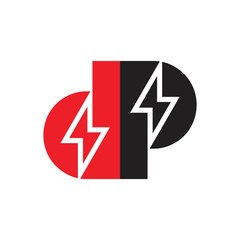letter dp thunder shape geometric logo vector