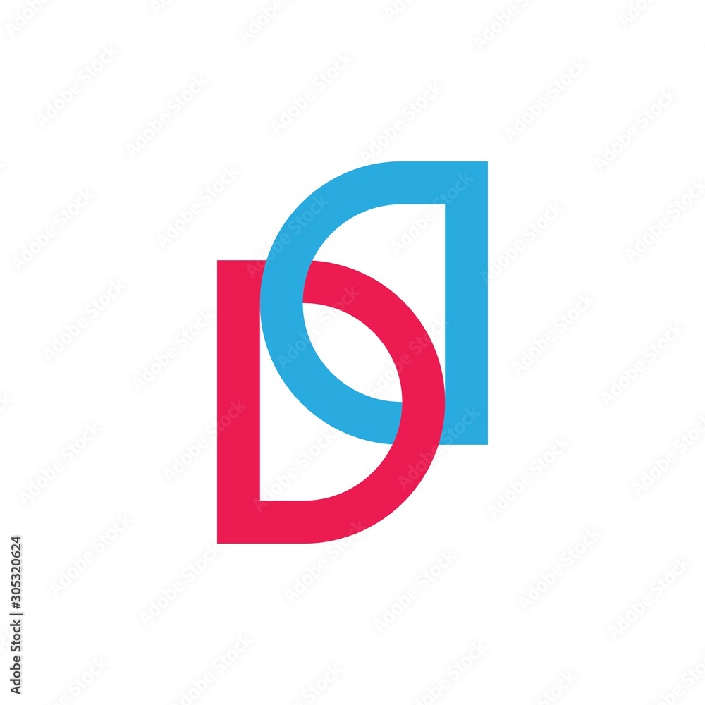 Poster letter dd linked colorful logo vector