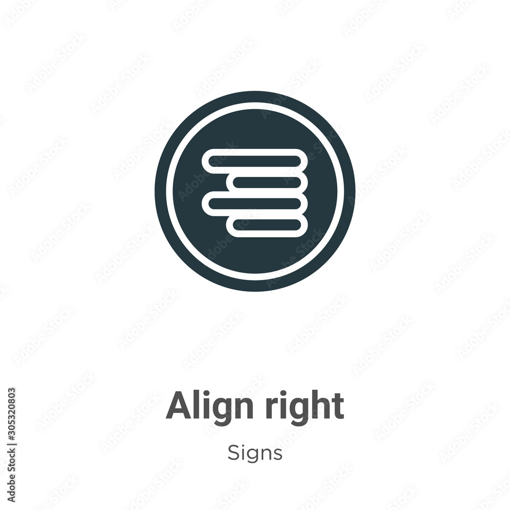 Poster align right vector icon on white background. flat vector align right icon symbol sign from modern si