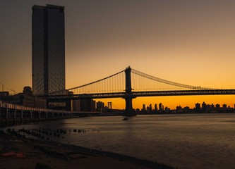 blue sky sunrise sunset city bridge lights city sun new york