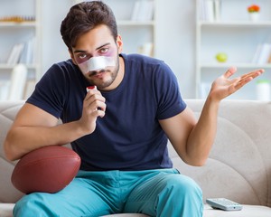 Young man defeated in sports game suffered loss with broken blee