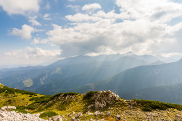 Mountain trail from Giewont to another peak. Beautiful mountains. Poland